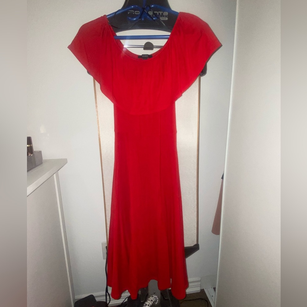 Red Midi off shoulder dress